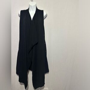 New Directions Black Open Front Sleeveless Vest | Small